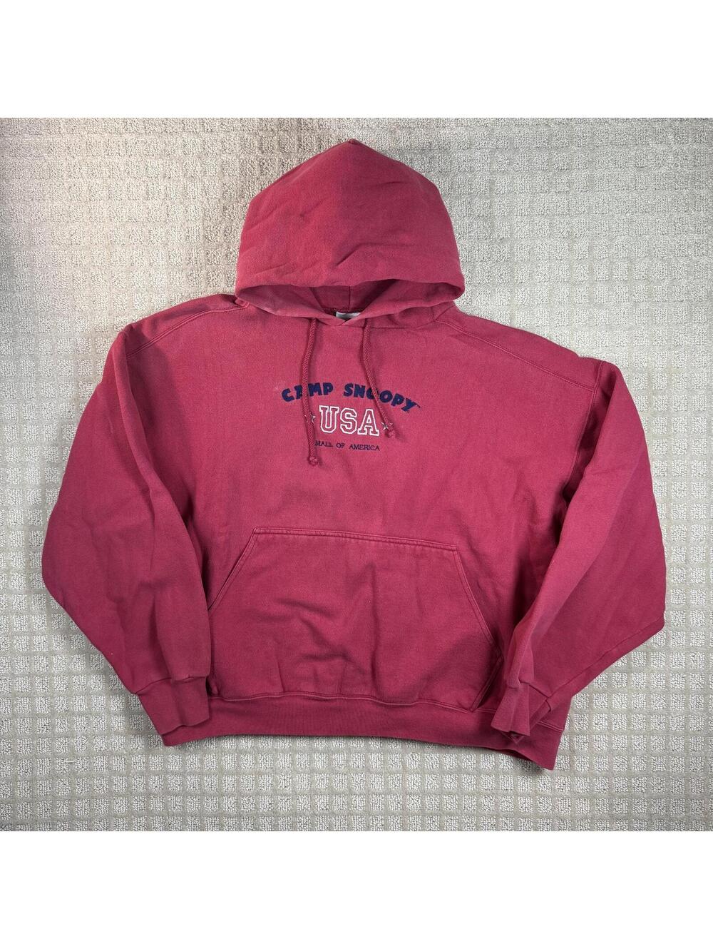 Vintage Camp Snoopy USA Hoodie Red Medium